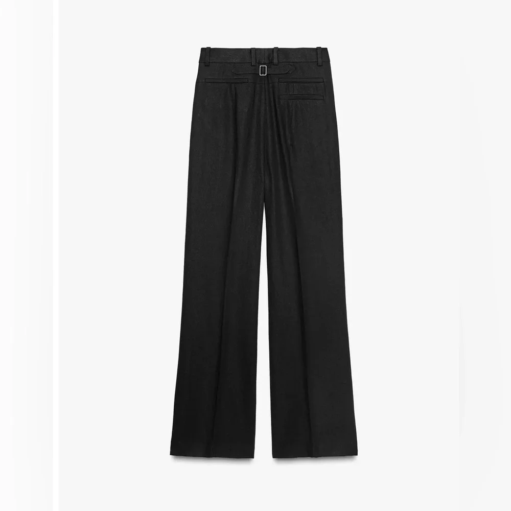 Zara Linen Blend Buckle Pants ZW Collection